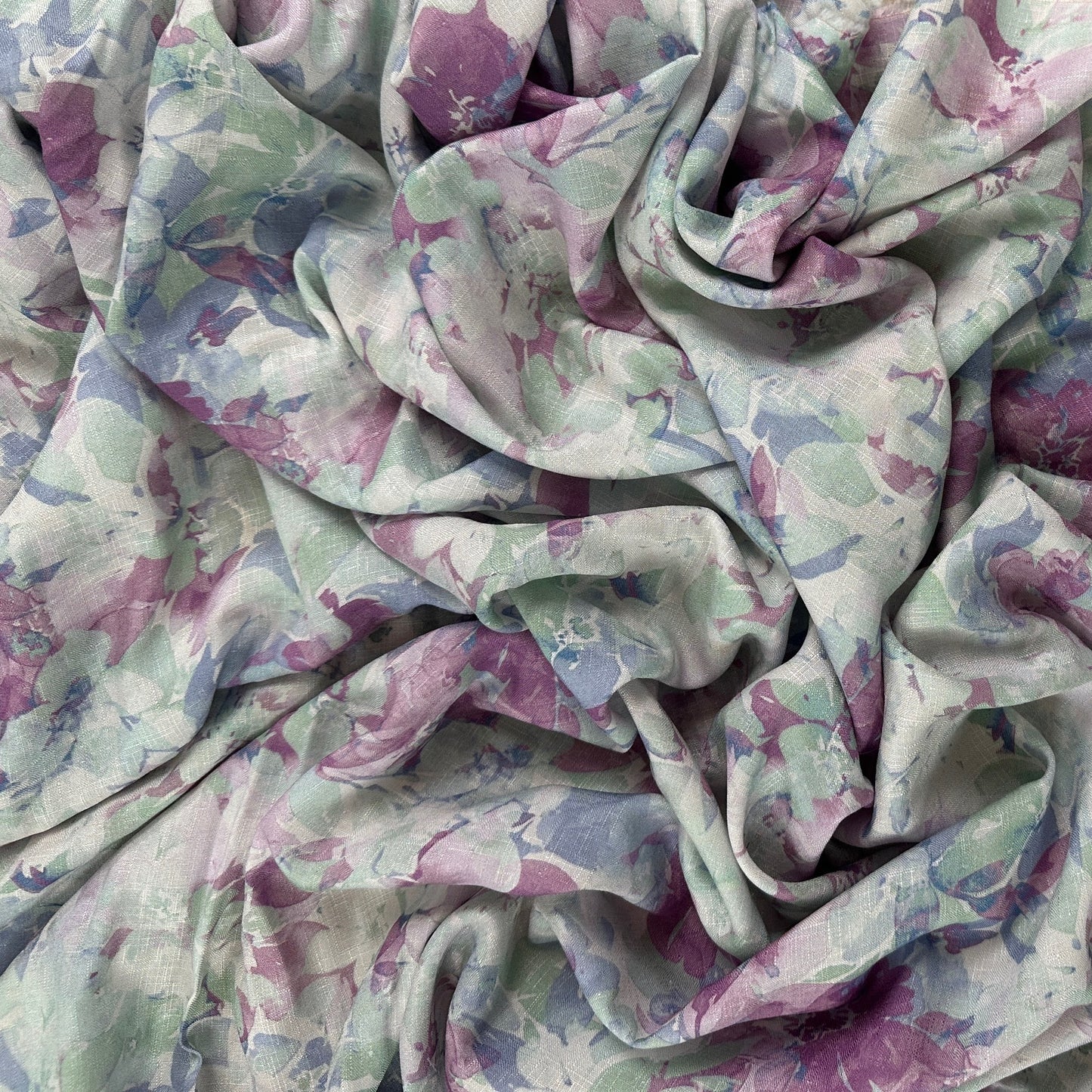 Purple & Blue Floral - Viscose Rayon Slub