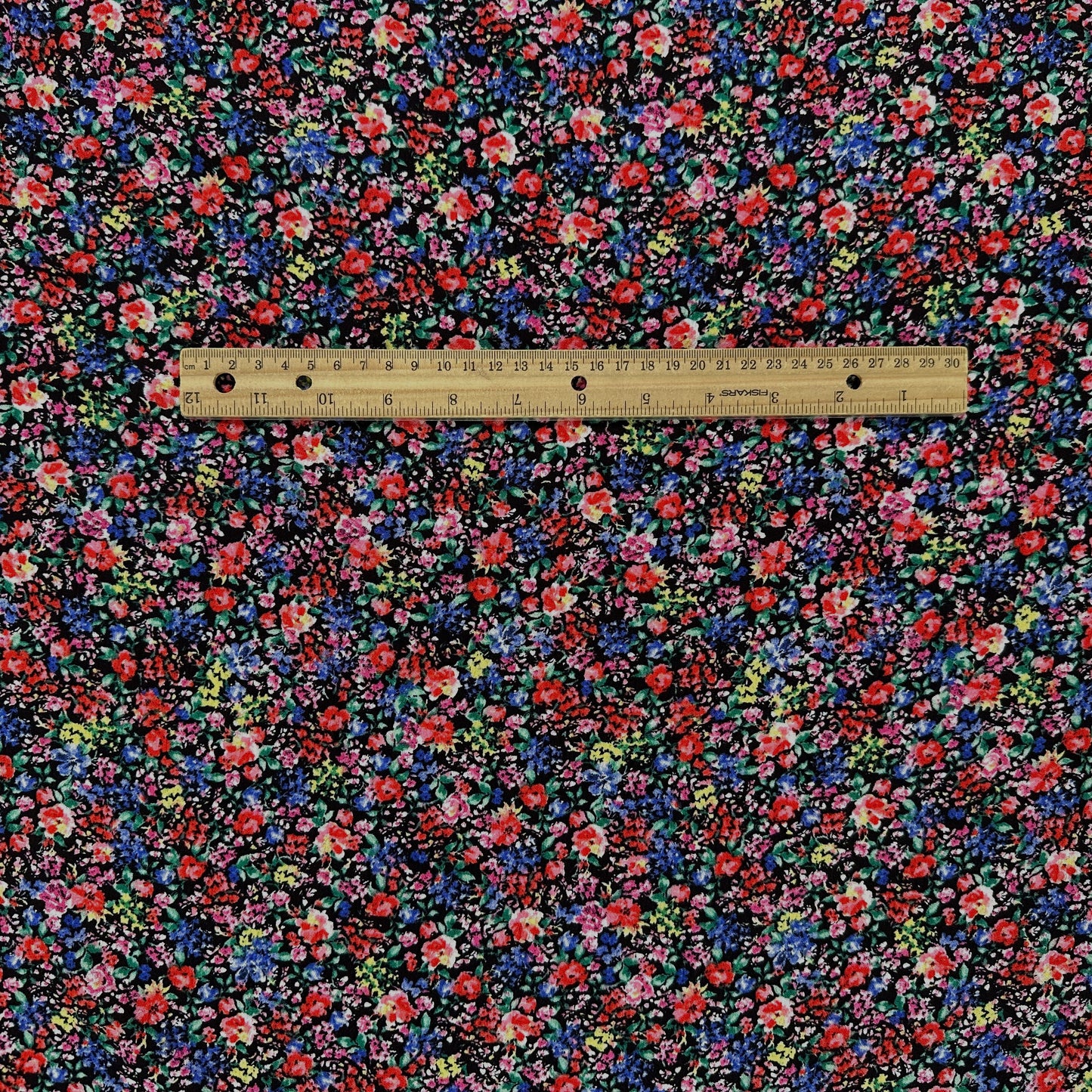Red & Black Ditsy Floral - Viscose Rayon Crepon