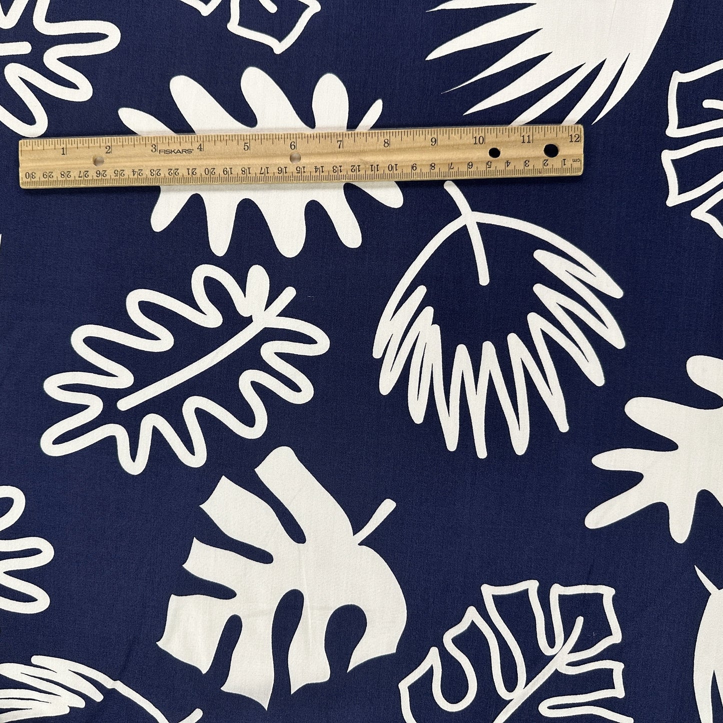 Navy Picasso Print - Rayon Poplin