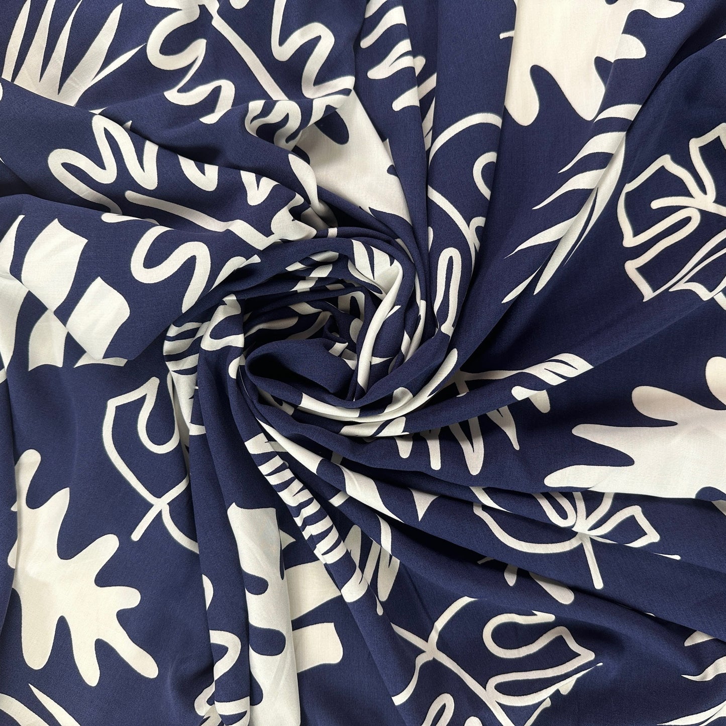 Navy Picasso Print - Rayon Poplin