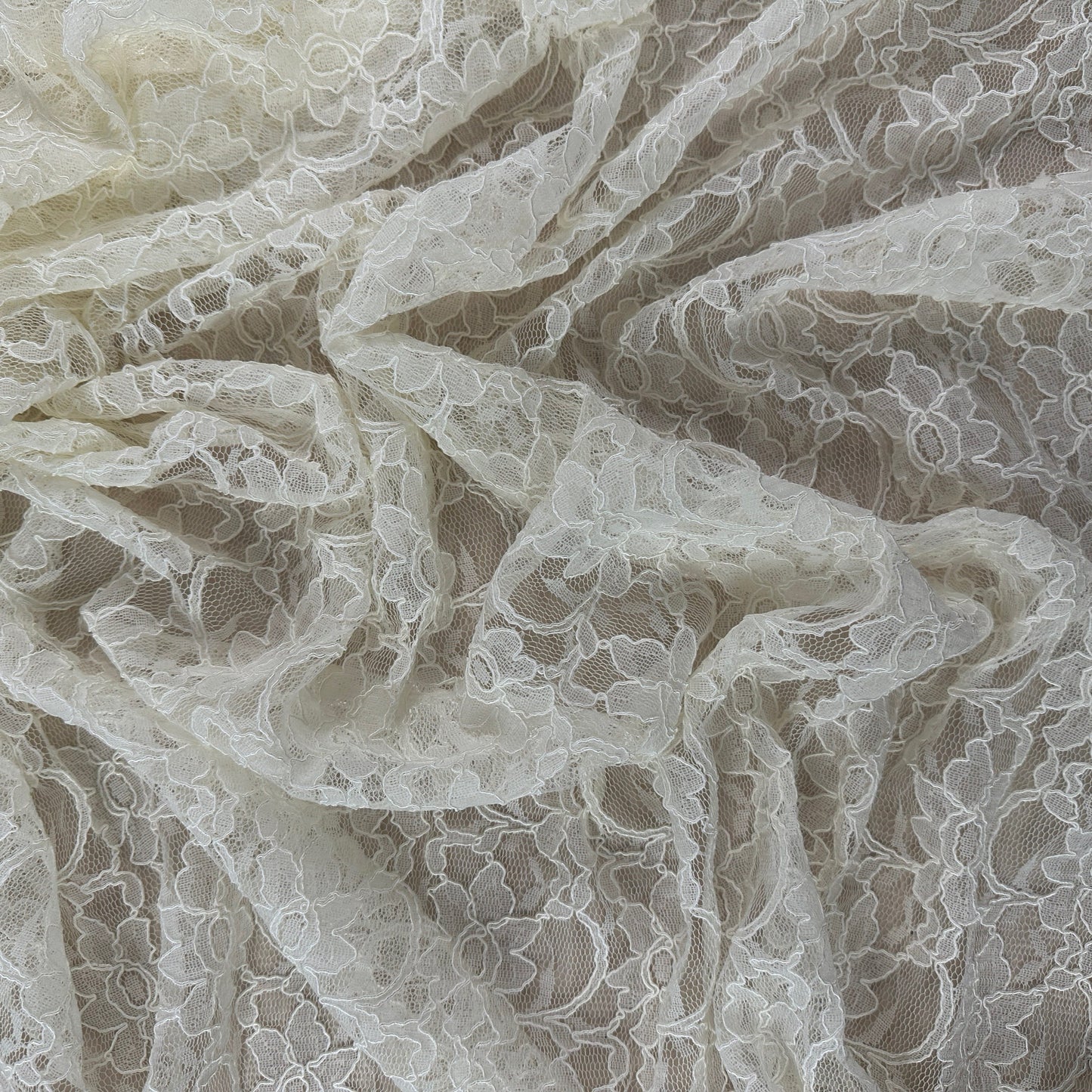 Corded Floral Lace - Nylon Cotton - Ivory