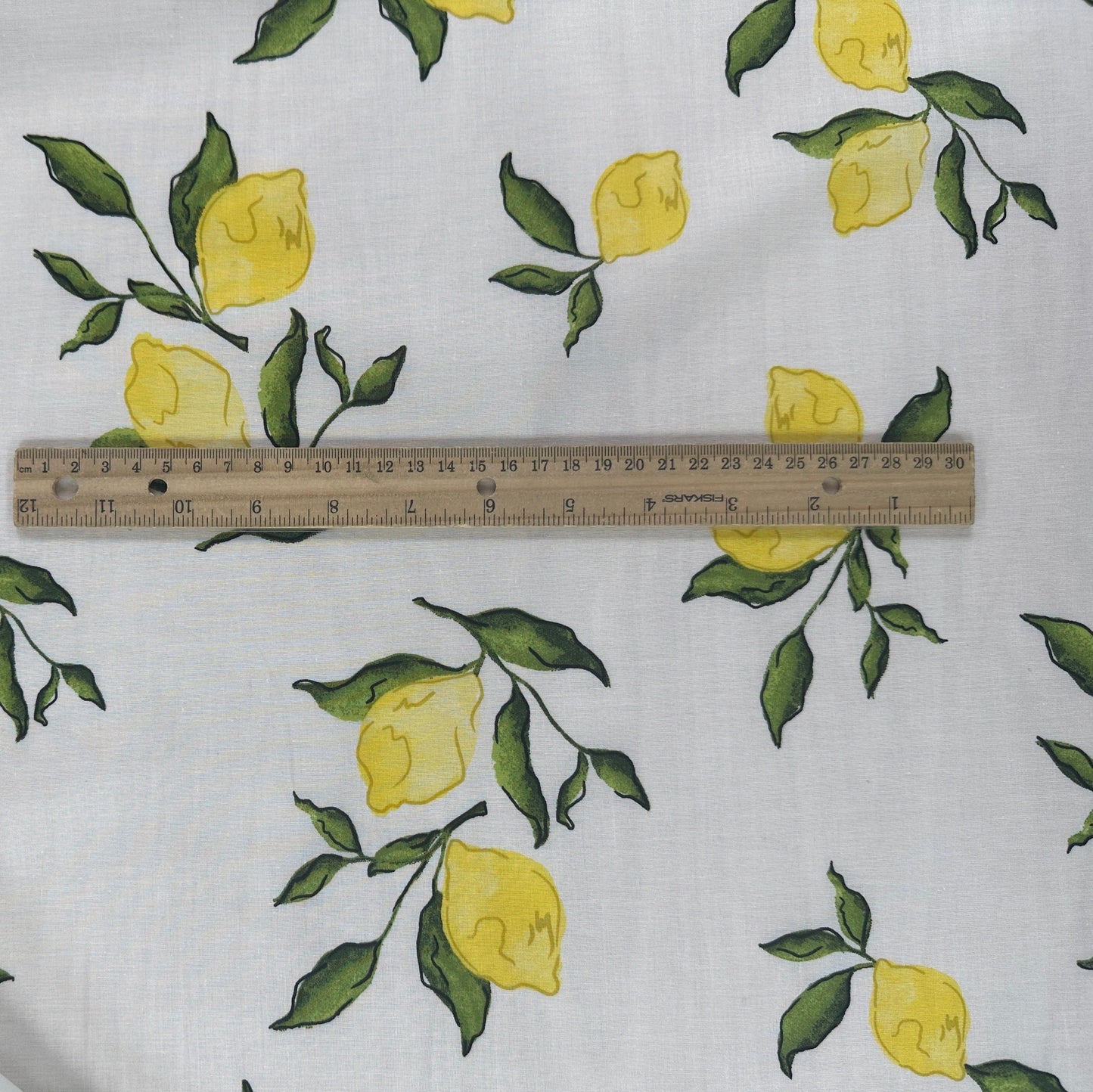 Lemons - White - Cotton Voile