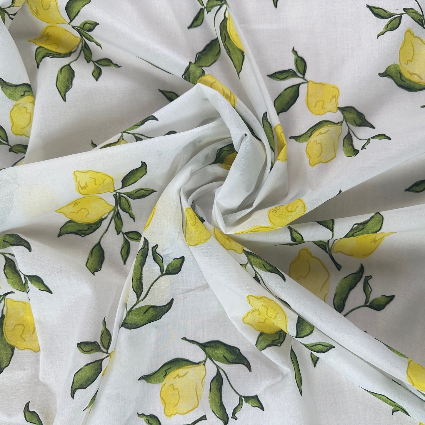 Lemons - White - Cotton Voile