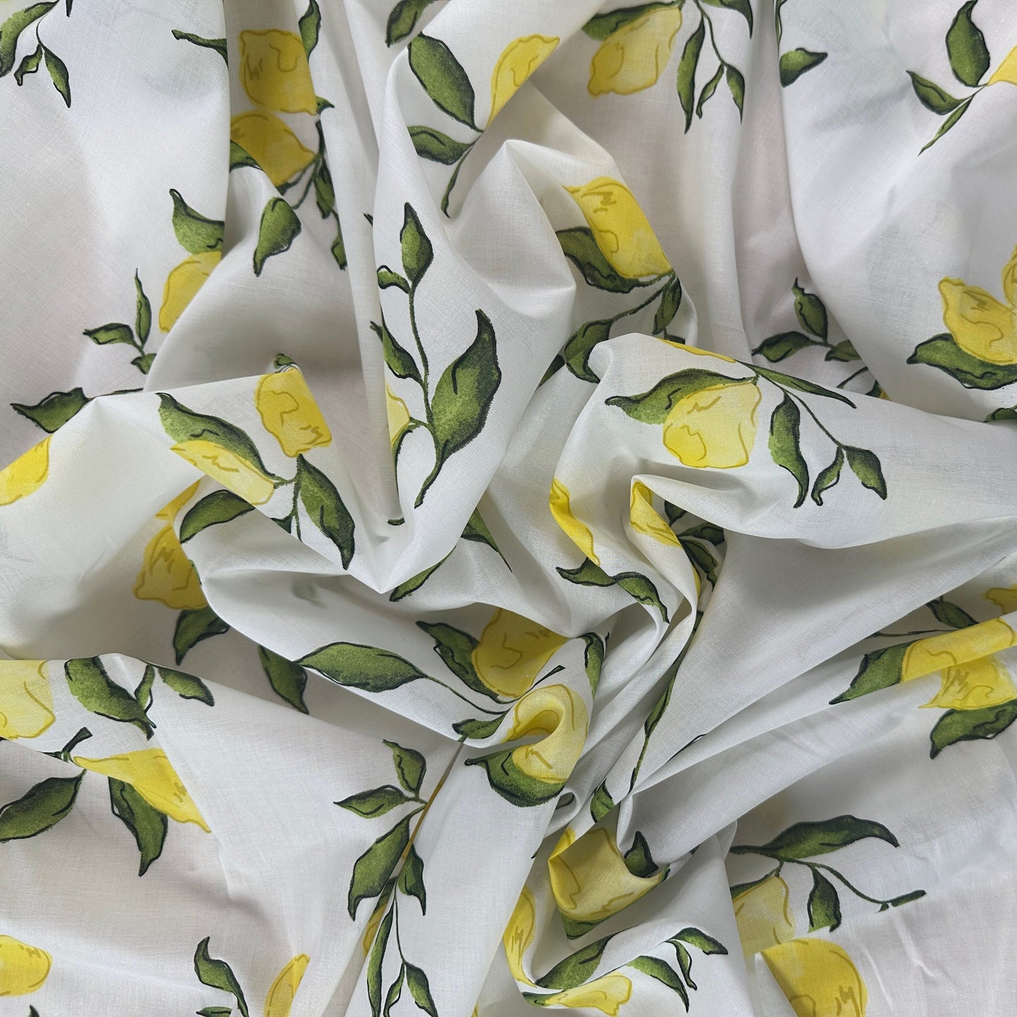 Lemons - White - Cotton Voile