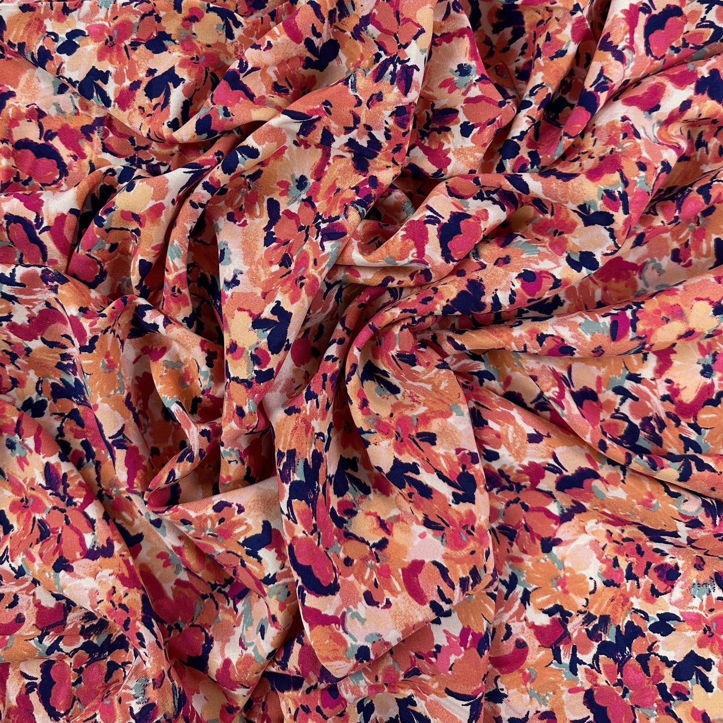 Coral Floral - Rayon Challis