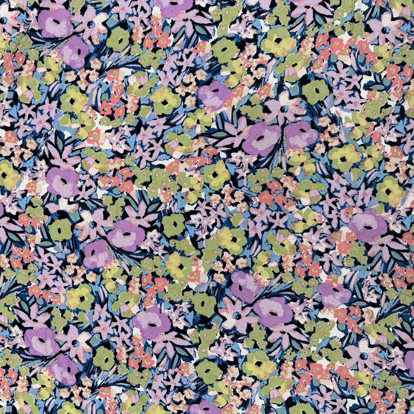 Abstract Floral - Lilac & Sage - Rayon Challis