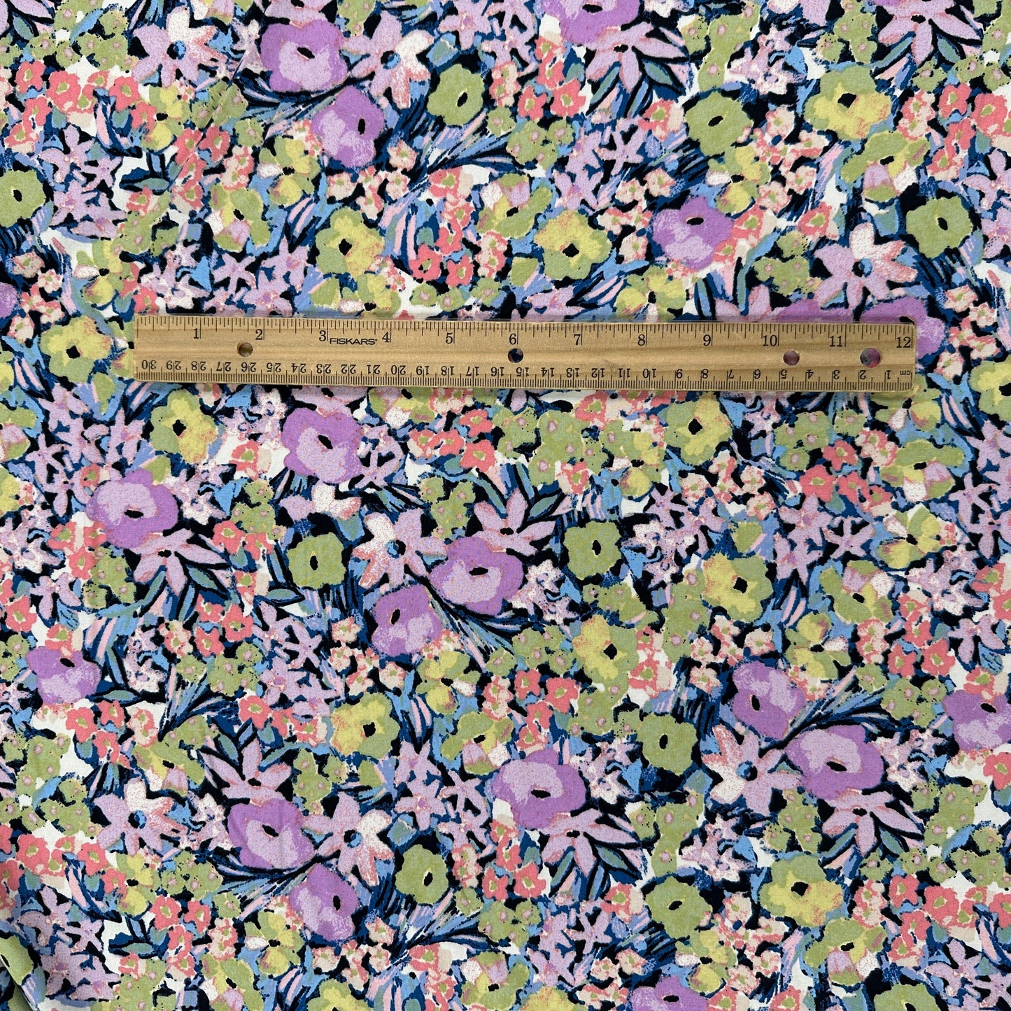 Abstract Floral - Lilac & Sage - Rayon Challis