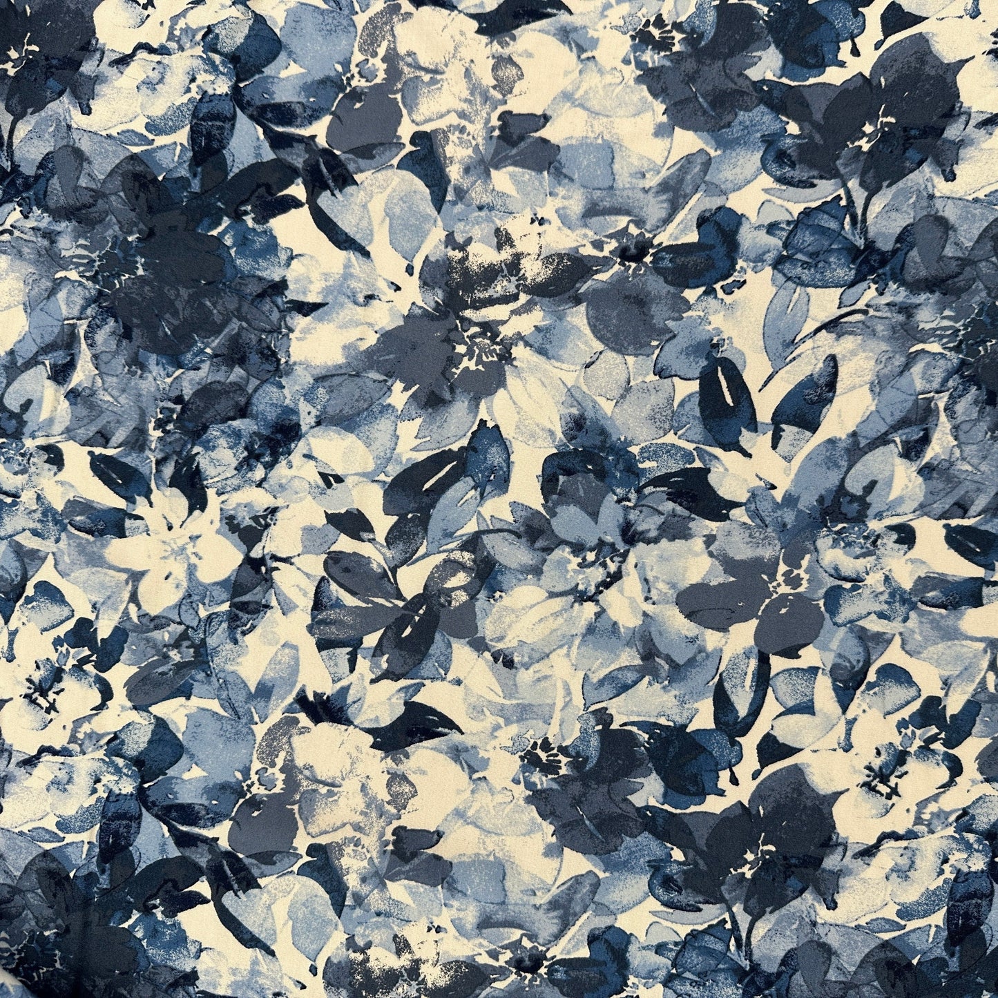 Blue & White Floral - Rayon Challis