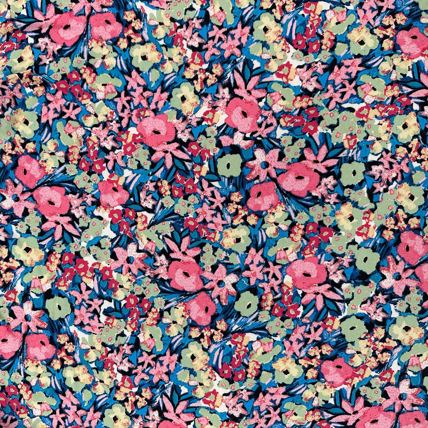 Abstract Floral - Pink & Blue - Rayon Challis