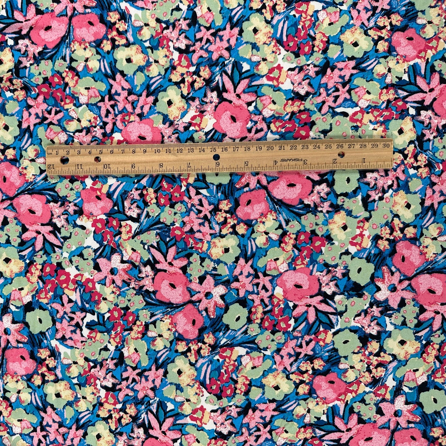 Abstract Floral - Pink & Blue - Rayon Challis
