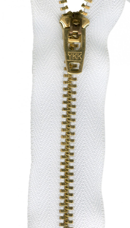#4 Brass Jean/Pants  Zipper - 7" - White - Close Ended