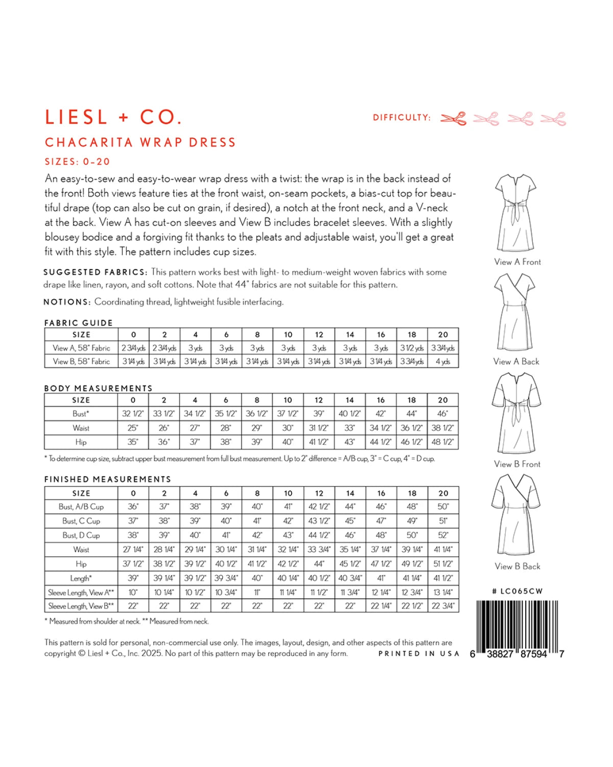 Liesl + Co - Chacarita Wrap Dress Sewing Pattern