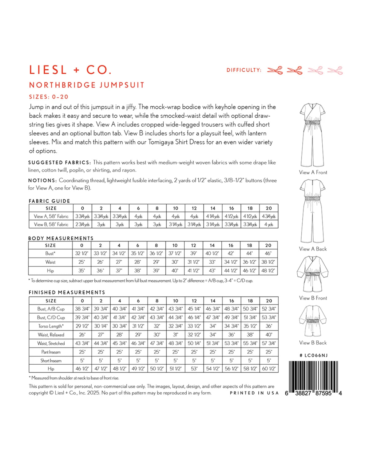 Liesl + Co - Northbridge Jumpsuit Sewing Pattern