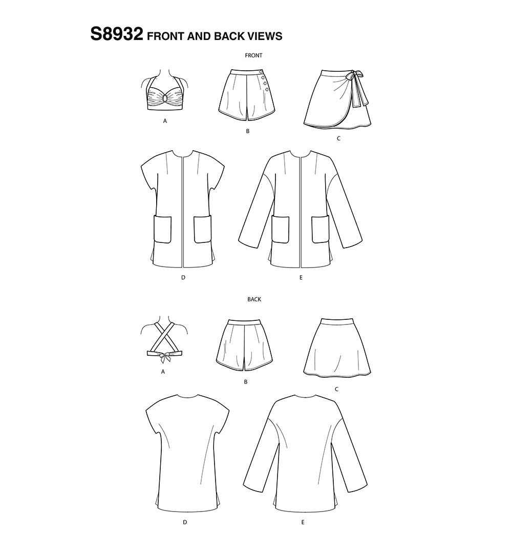 Simplicity - 1940s Misses' Vintage Bikini Top, Shorts, Wrap, Skirt and Coat