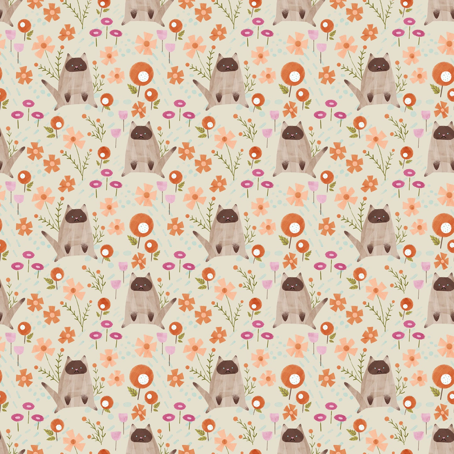 Lazy Kittens  - Cotton Fabric