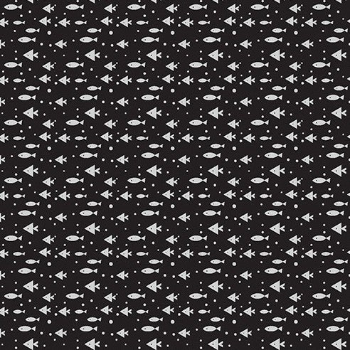 Minnows - Black - Reef Life by Wee Gallery - Cotton Fabric