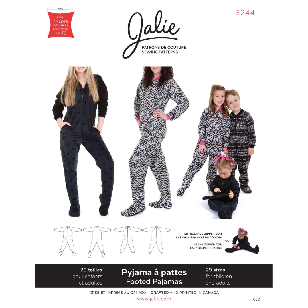 Jalie 3244 Footed pajamas for Men Women and Children