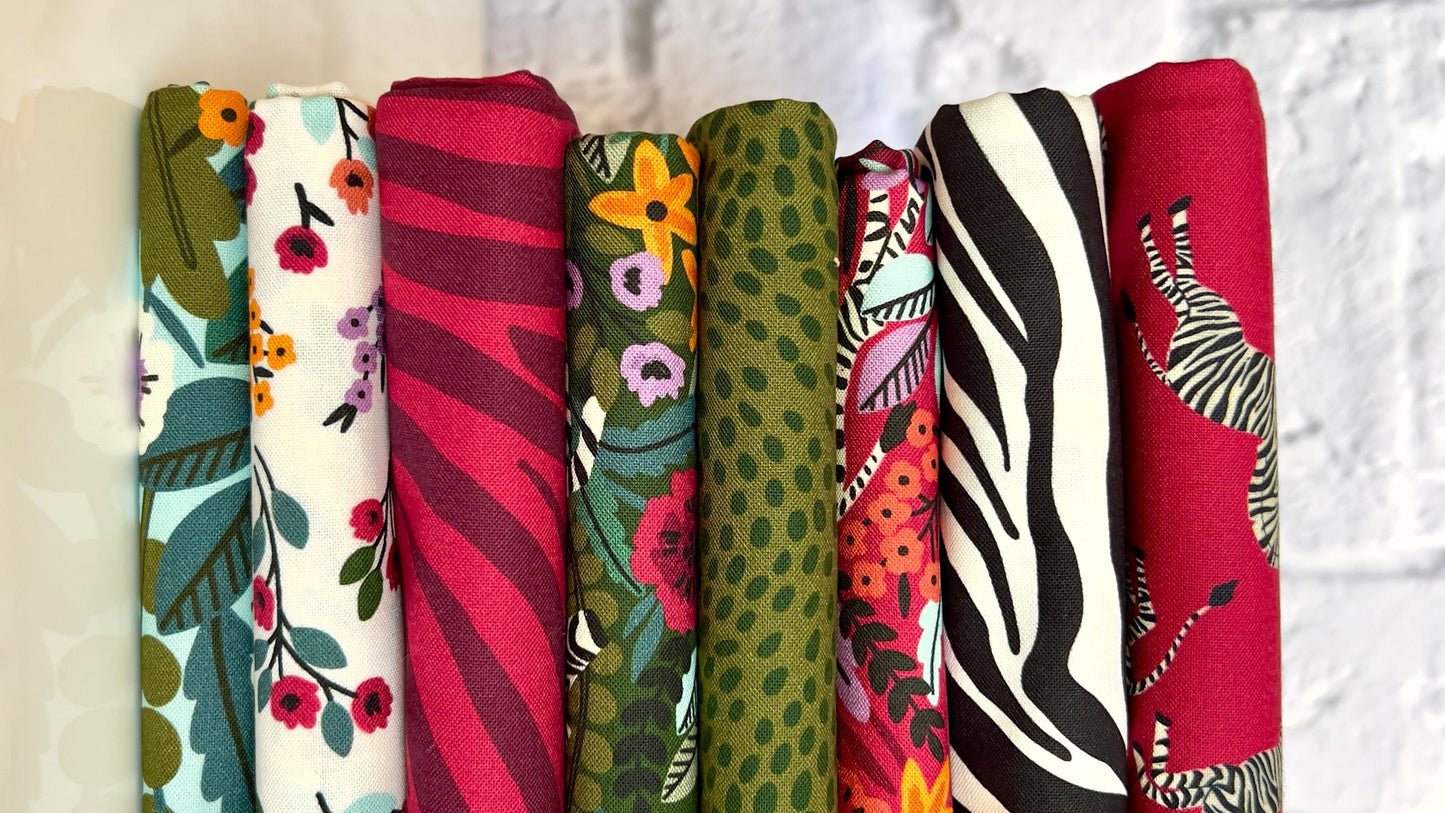19" Remnant - Zebras - Flower Meadow - GOTS Organic Cotton