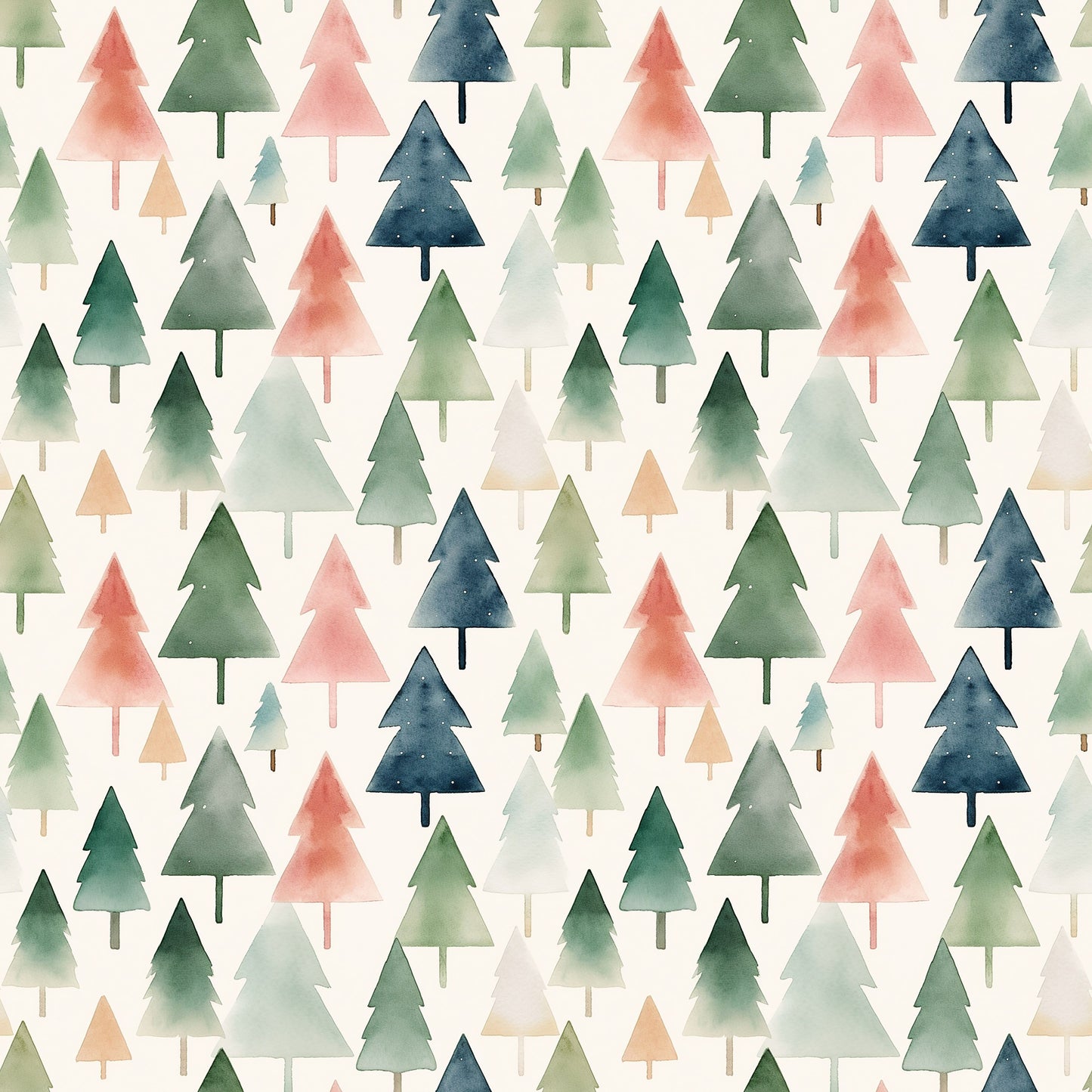 Digitally Printed Watercolour Cotton Jersey Knit - Winter Trees