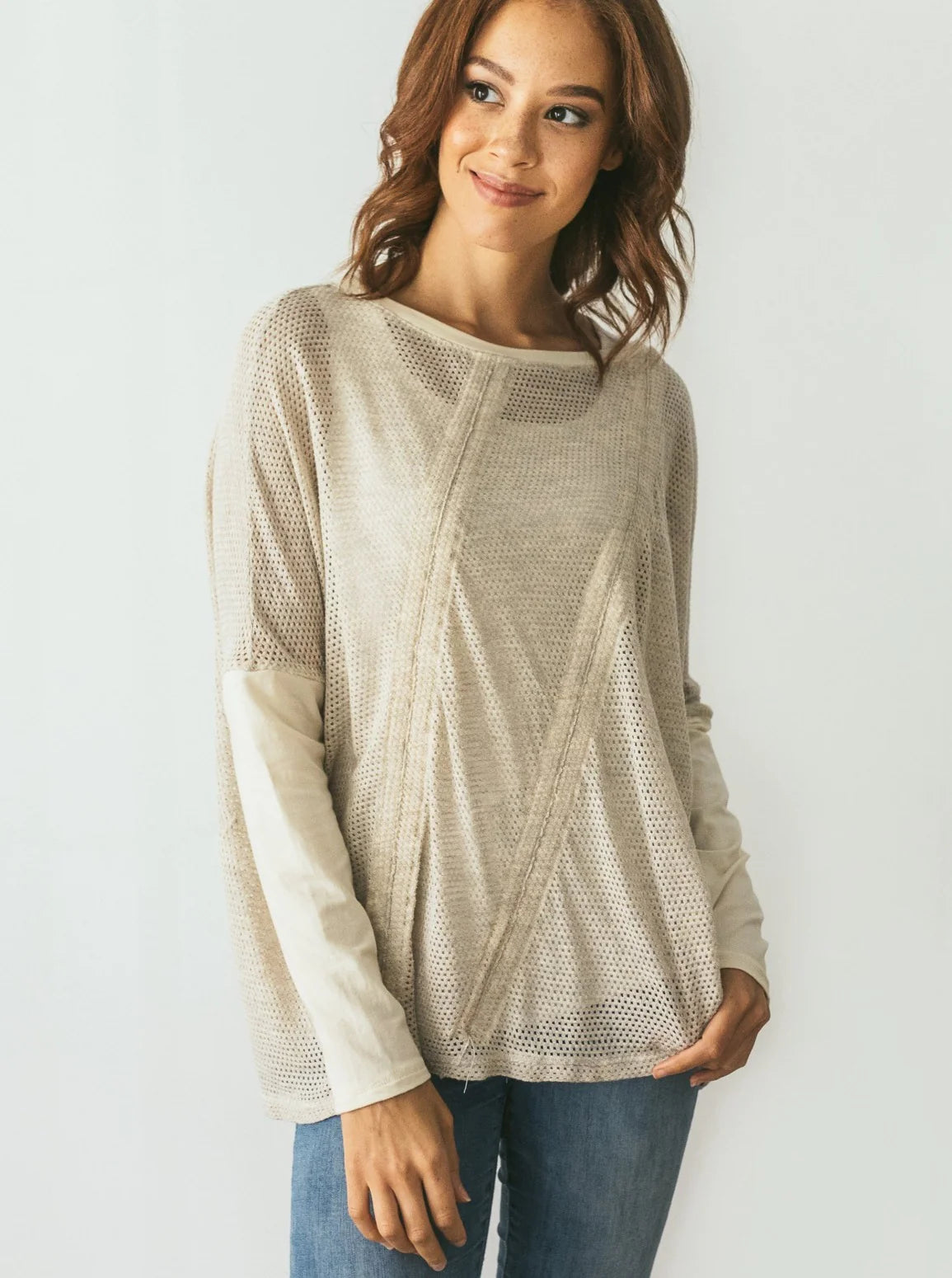 Fine Mesh Sweater Knit - Modal - Heathered Oatmeal