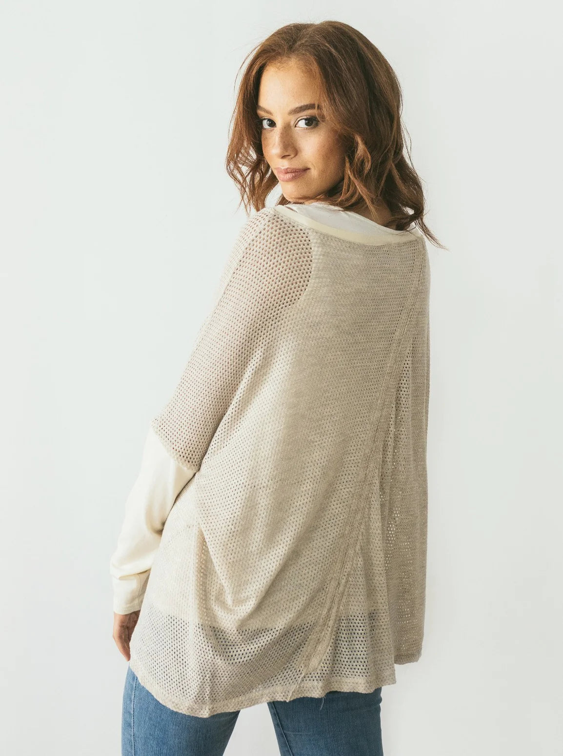 15" Remnant - Fine Mesh Sweater Knit - Modal - Heathered Oatmeal