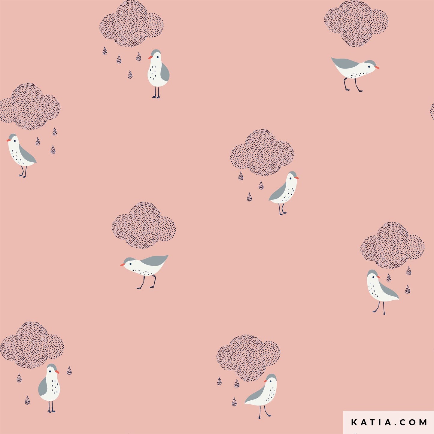 Birds in the Rain - Cotton Poplin