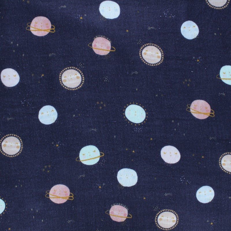 Milkyway - Space - Navy - Organic Digitally Printed Double Gauze