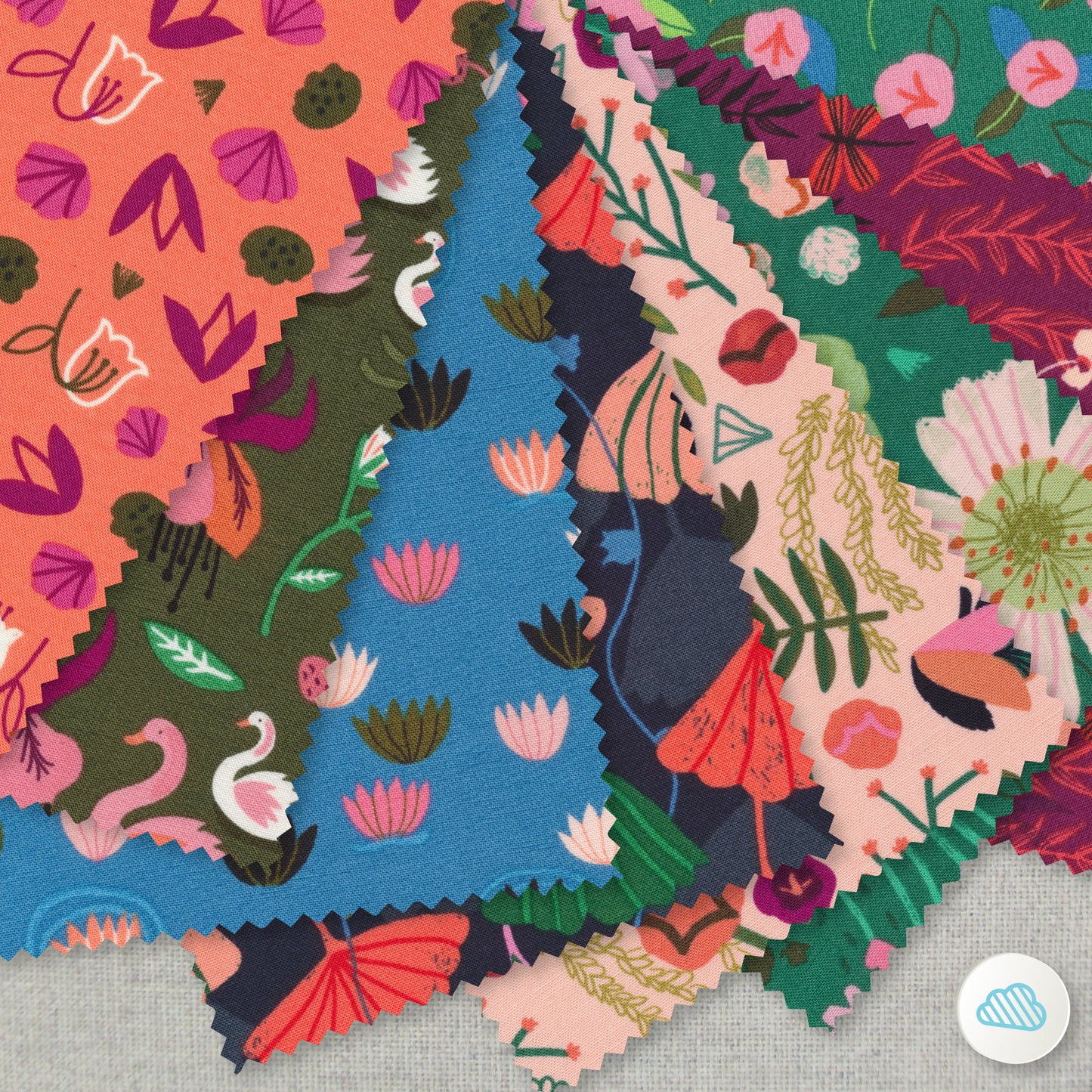 Peach Pops - Spring Riviére - Organic Quilting Cotton Fabric - GOTS