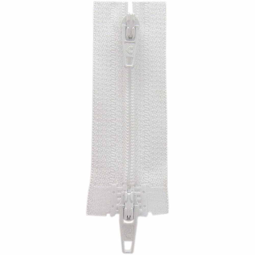 Two Way Separating Zipper - Lightweight Nylon Coil 45cm (18″) - White
