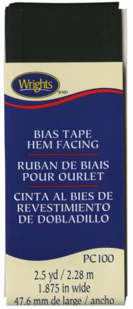 Wrights Hem Facing Bias Tape Black 48mm x 2.5yds Black #031