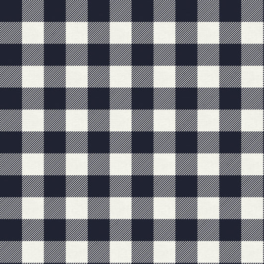 Buffalo Check - Organic Cotton Double Gauze - Navy - GOTS