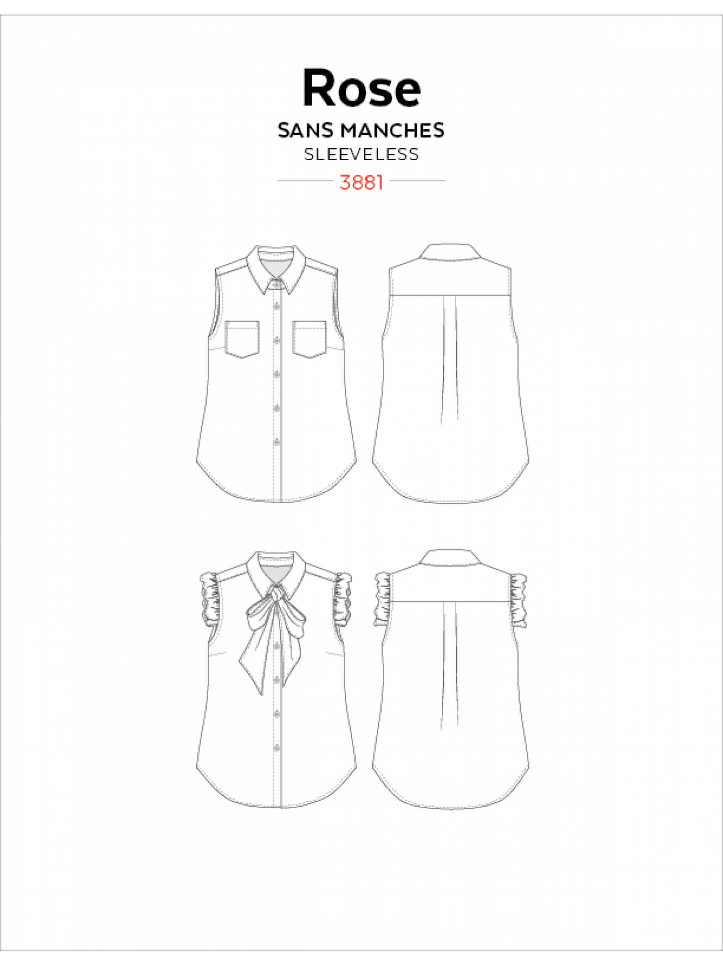 Jalie - 3881 - ROSE Sleeveless Button-Down Shirt