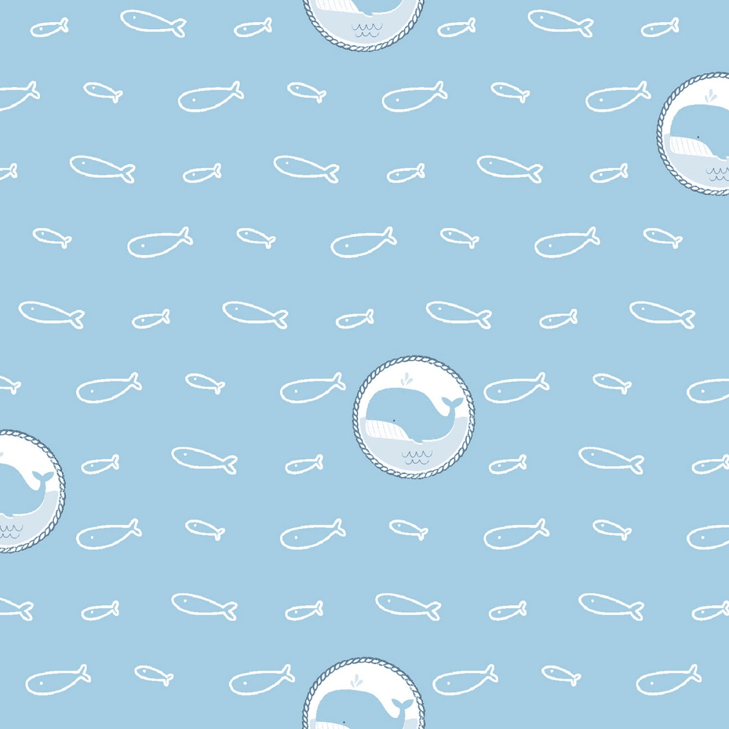 All Aboard - Fish and Whales - Cotton Fabric – Riverside Fabrics