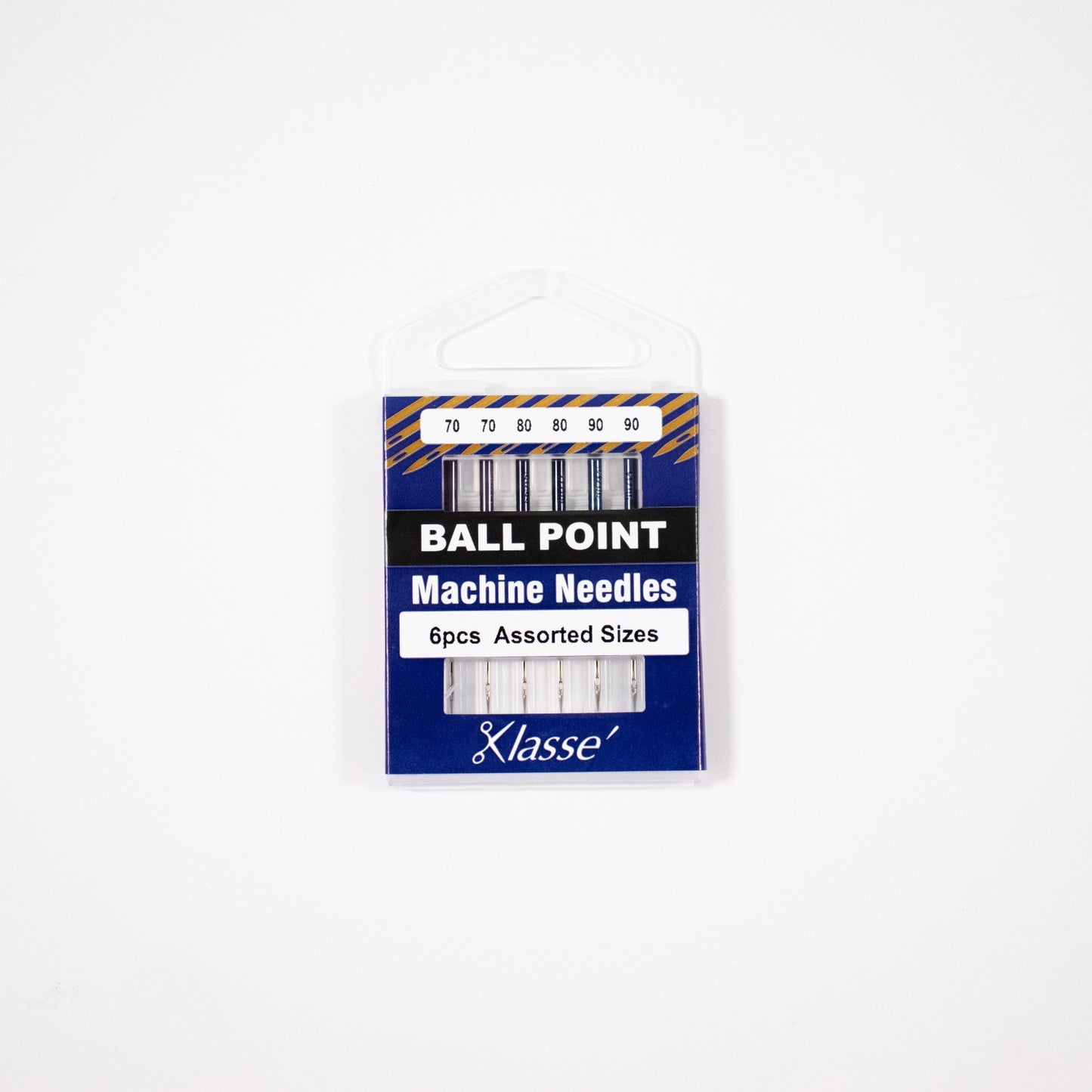 KLASSE´ Ball Point Needles Carded - Assorted Sizes 70/10, 80/12, 90/14 - 6 count, 2 of each size