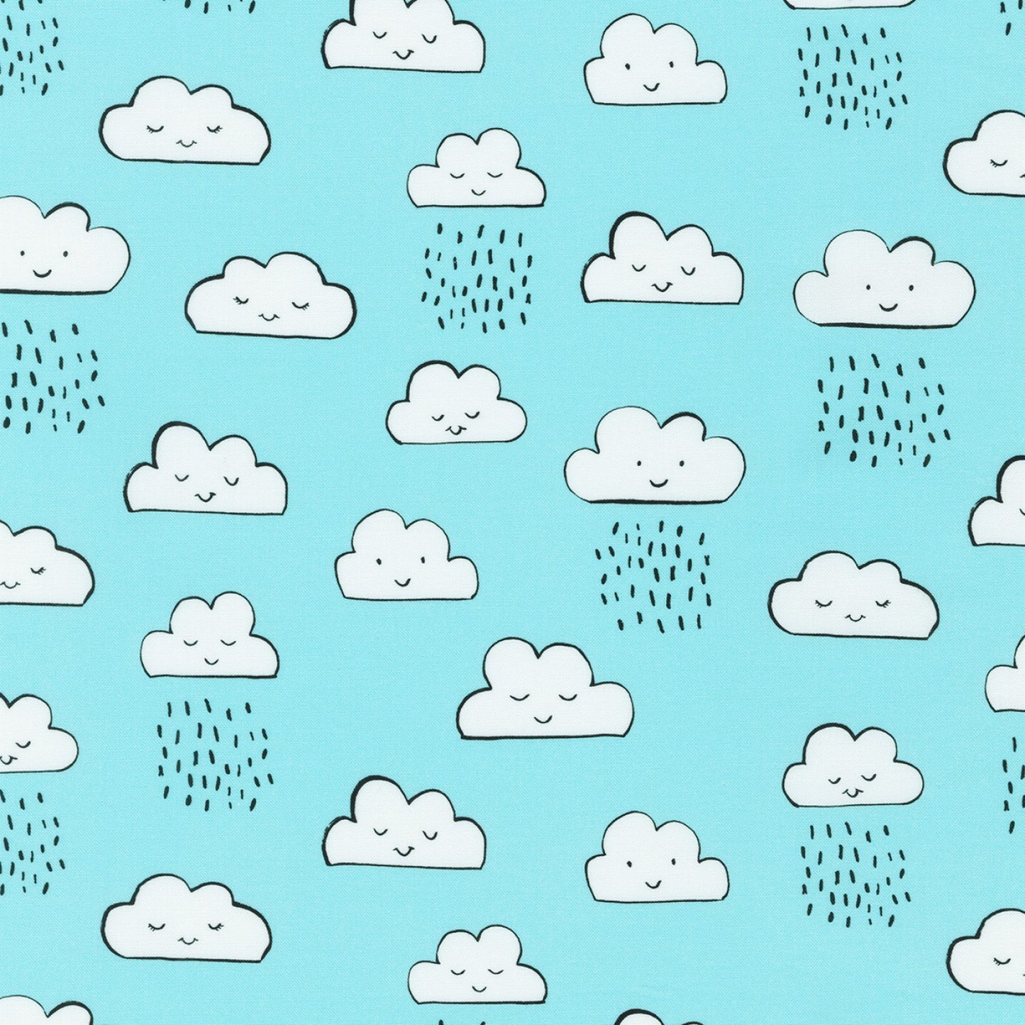 Clouds - Neighborhood Pals by Farida Zaman - Blue - Cotton Fabric