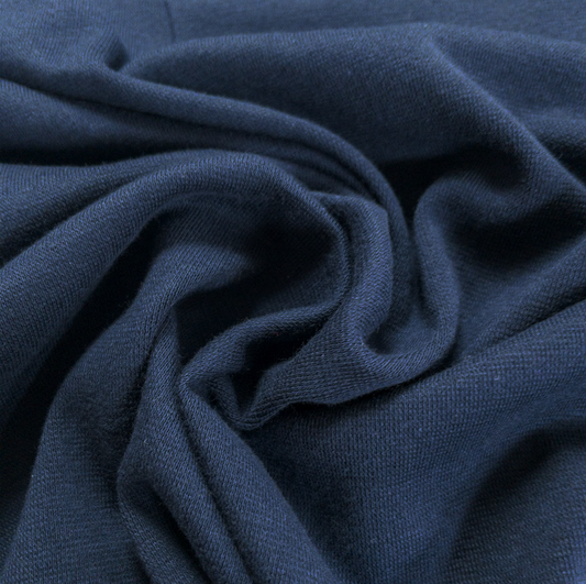 Cotton Spandex 1x1 Rib Knit Fabric - Navy - Deadstock