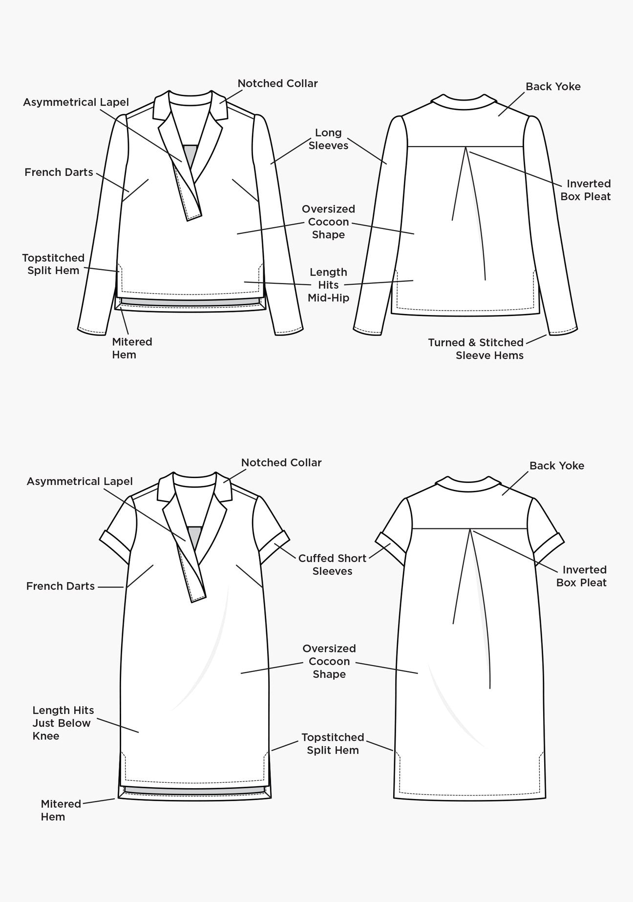 Augusta Shirt and Dress Shirt Pattern - Grainline Studio - Sizes 0 - 18