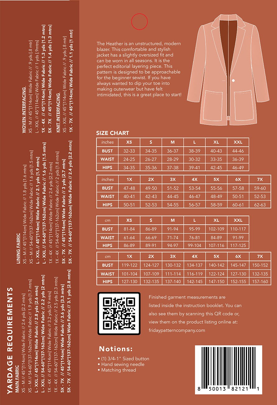 Heather Blazer / Jacket Pattern - By Friday Pattern Co