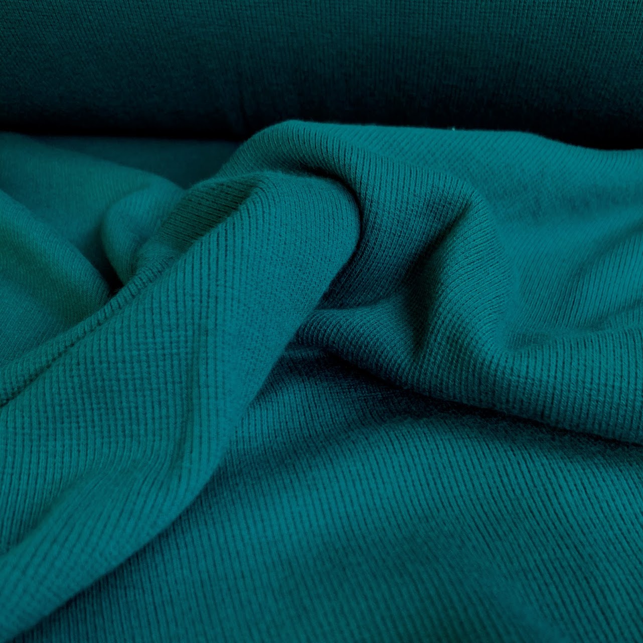 Bamboo Cotton Rib 2x2 - Peacock - Teal Ribbed Knit