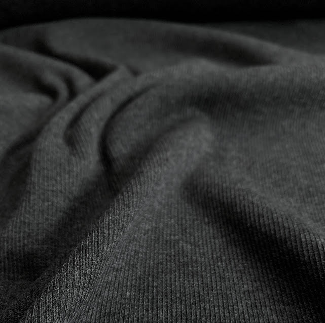 TENCEL™ Lyocell Organic Cotton 2x2 Ribbed Knit - Heathered Charcoal