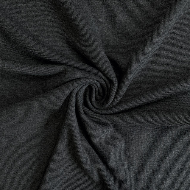TENCEL™ Lyocell Organic Cotton 2x2 Ribbed Knit - Heathered Charcoal
