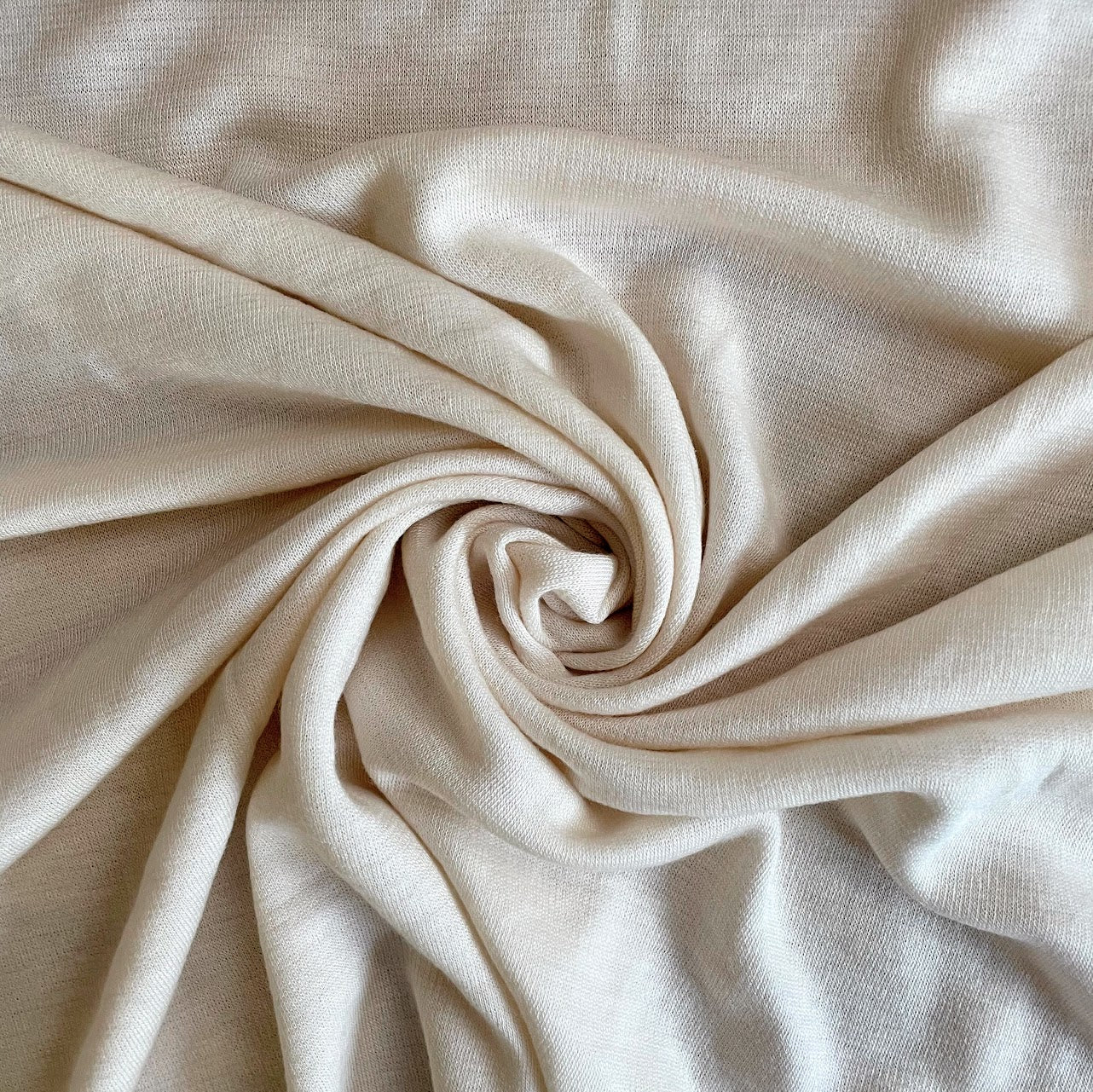 21" Remnant - TENCEL™ Lyocell Merino Double Knit Jersey - Vanilla - Natural/Cream - Extra Wide 72" - Interlock
