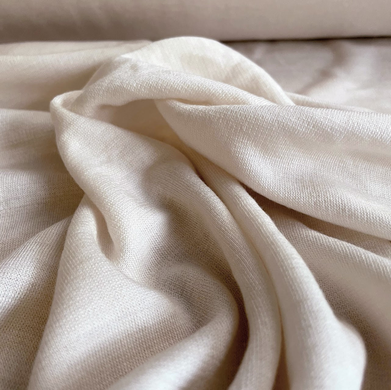 21" Remnant - TENCEL™ Lyocell Merino Double Knit Jersey - Vanilla - Natural/Cream - Extra Wide 72" - Interlock