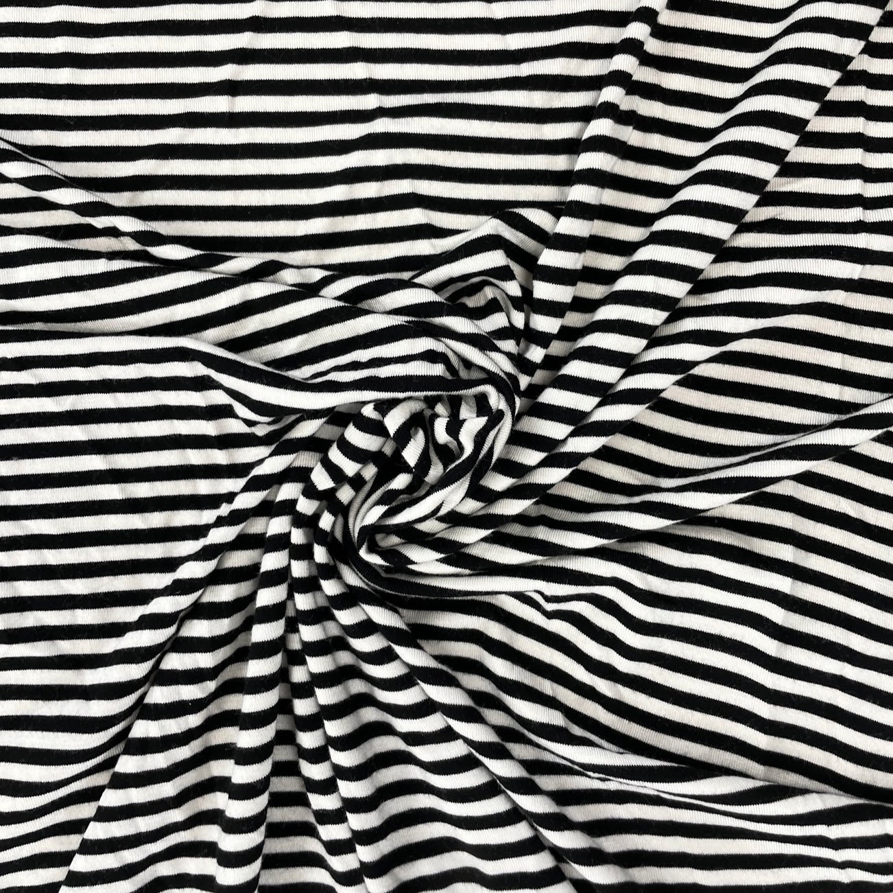 Bamboo Stretch Jersey Knit - Black and White Stripes - Yarn Dyed - Deadstock - 250gsm