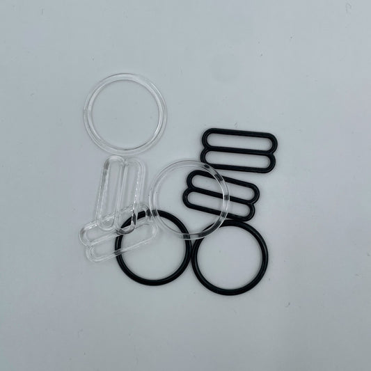 Flexible Plastic Rings and Sliders for 20mm Bra Elastic - per Pair