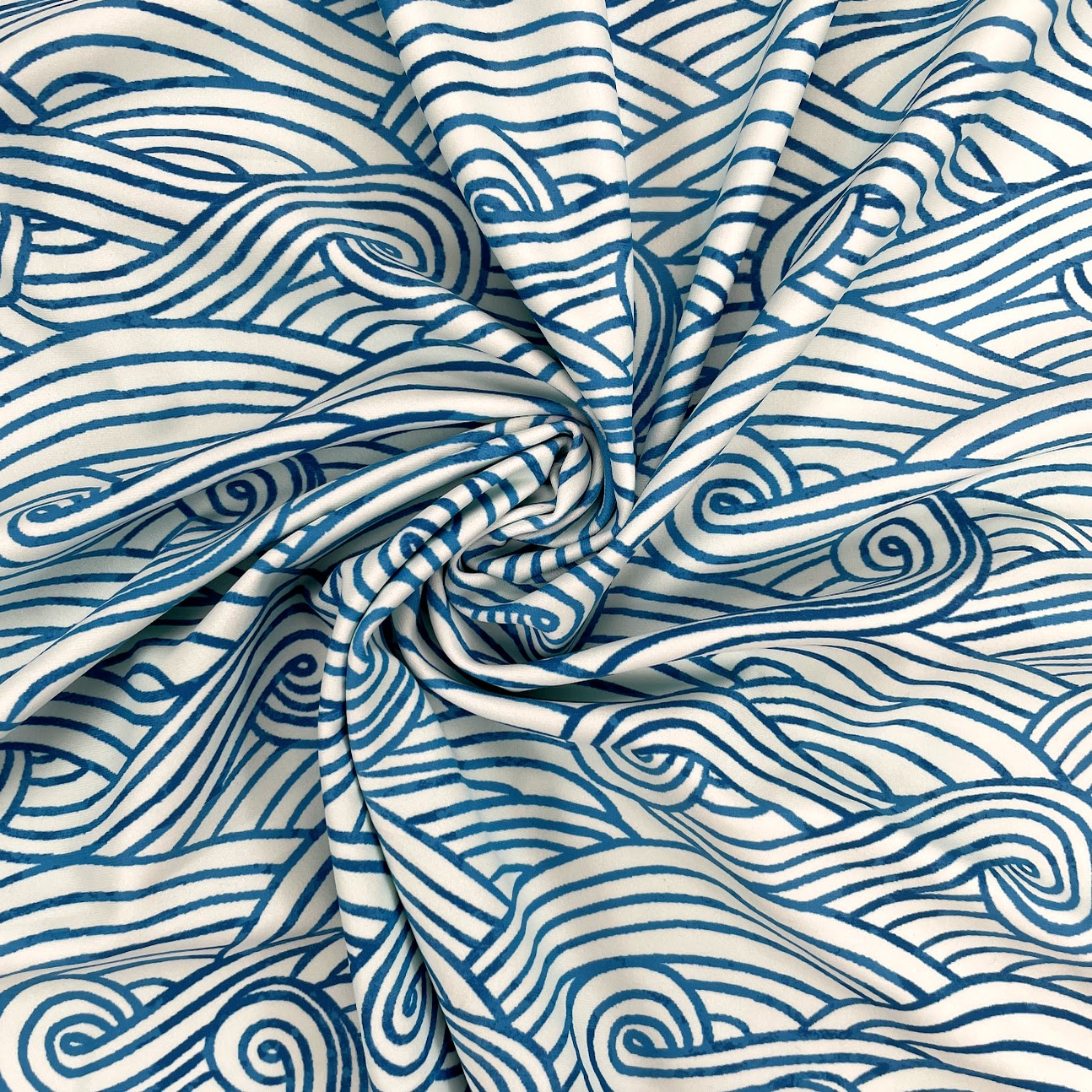 Swim Knit - UPF 50 - Blue Waves - Deadstock - 250gsm - Recycled Polyester