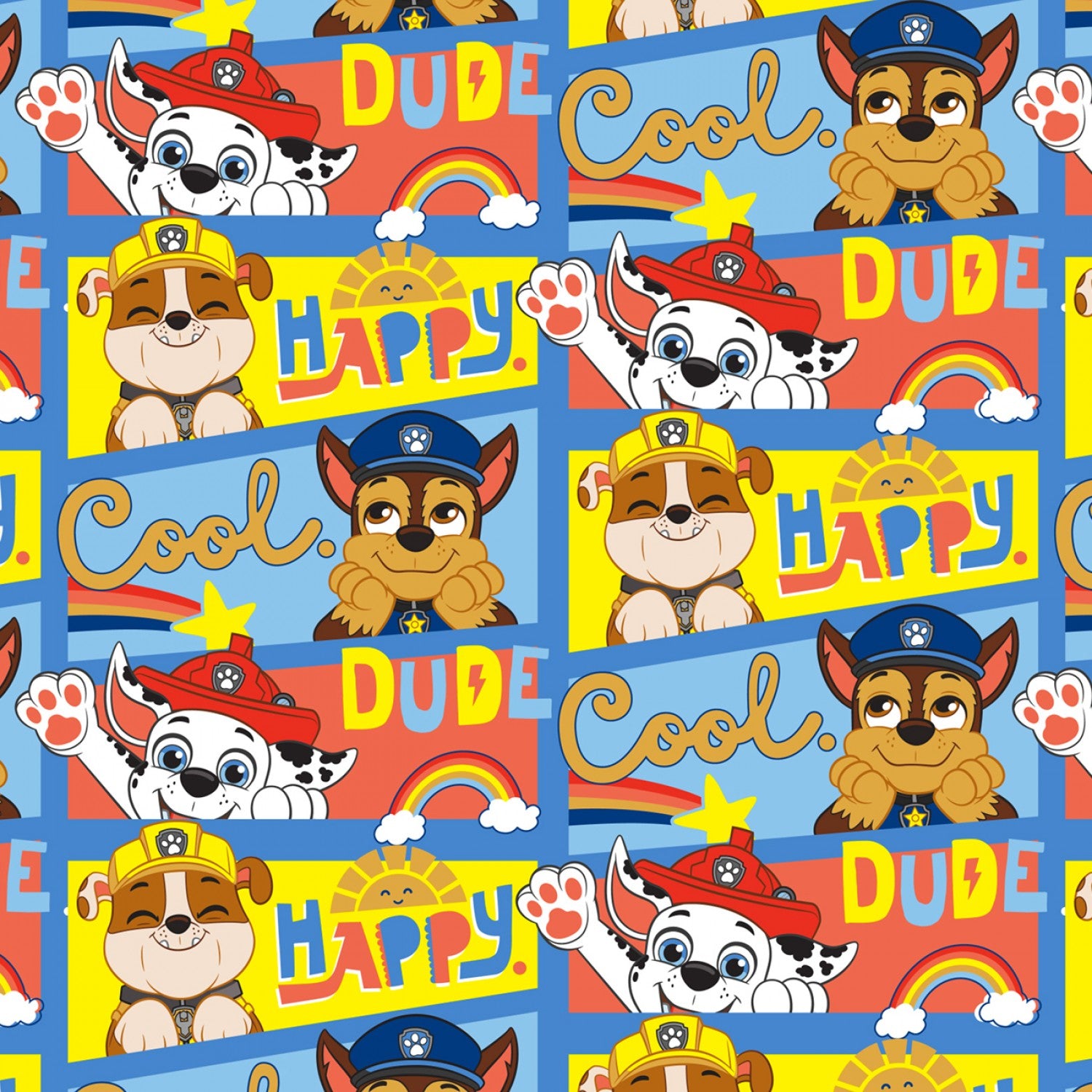 Paw Patrol Happy Cool Dude Digitally Printed Cotton Fabric