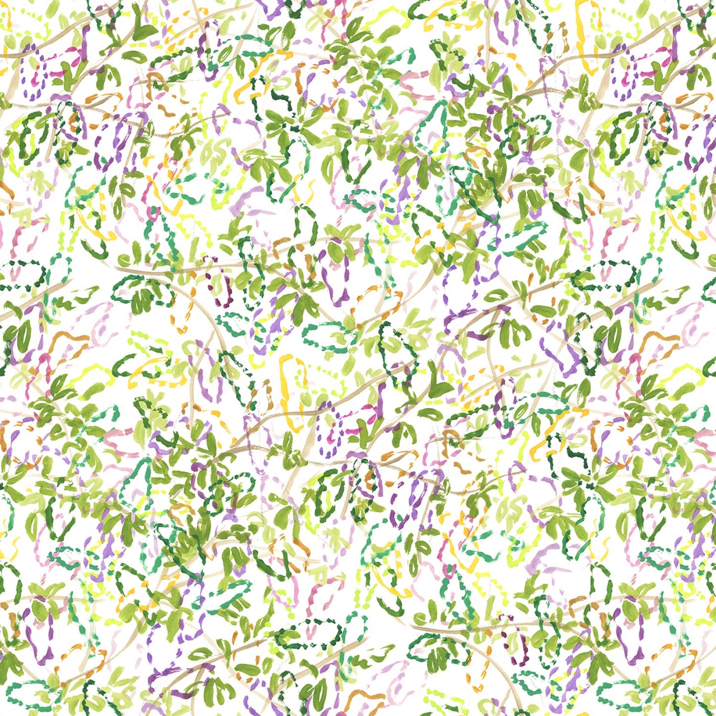 13" Remnant - Tree Beads - Mardi Gras - Digital Print - White