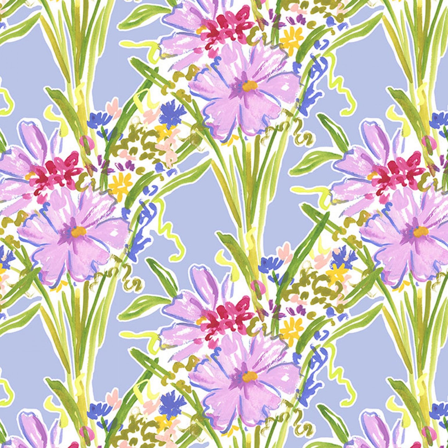 10" Remnant - Bouquets - Country Picnic - Purple - Digital Print