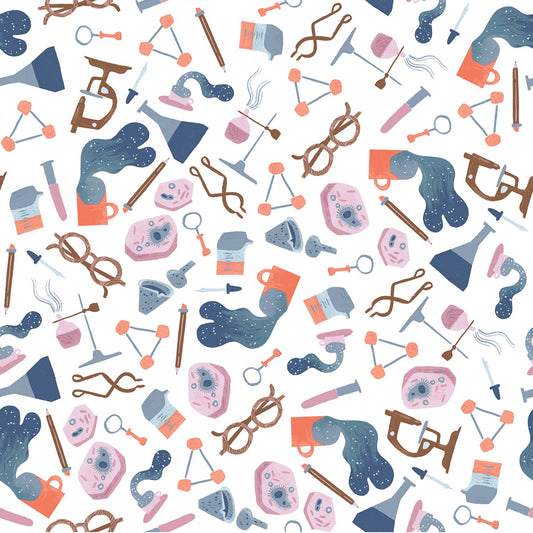 Atomic - The Lab - White - Cotton Fabric